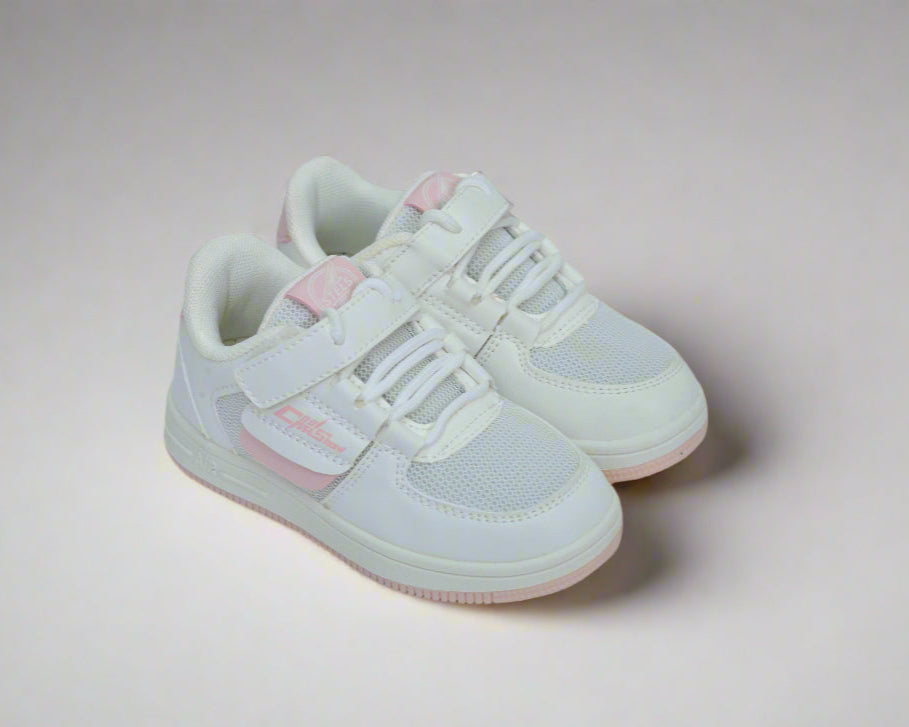 Pink Pop Sport Shoes – Girls’ White & Pink Velcro Sport Shoes