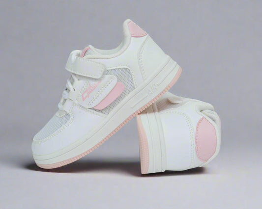 Pink Pop Sport Shoes – Girls’ White & Pink Velcro Sport Shoes