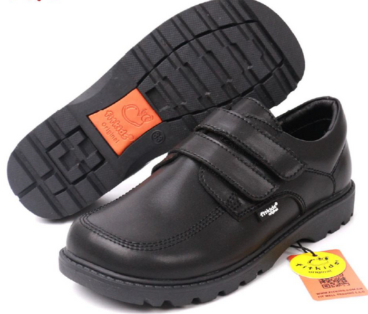 Smart Double Velcro - Boys' Black School Shoe